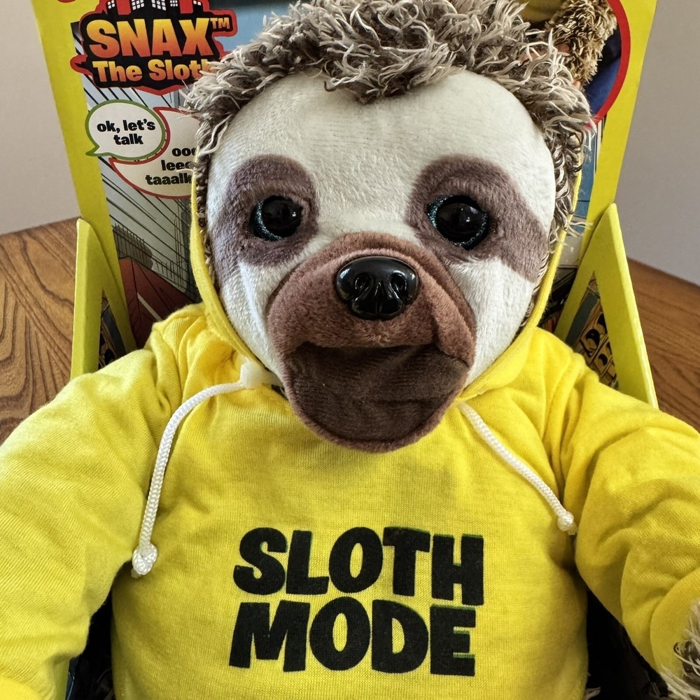 Official SNAX The Sloth Hoodie Wearing Talking Plush Battery Operated